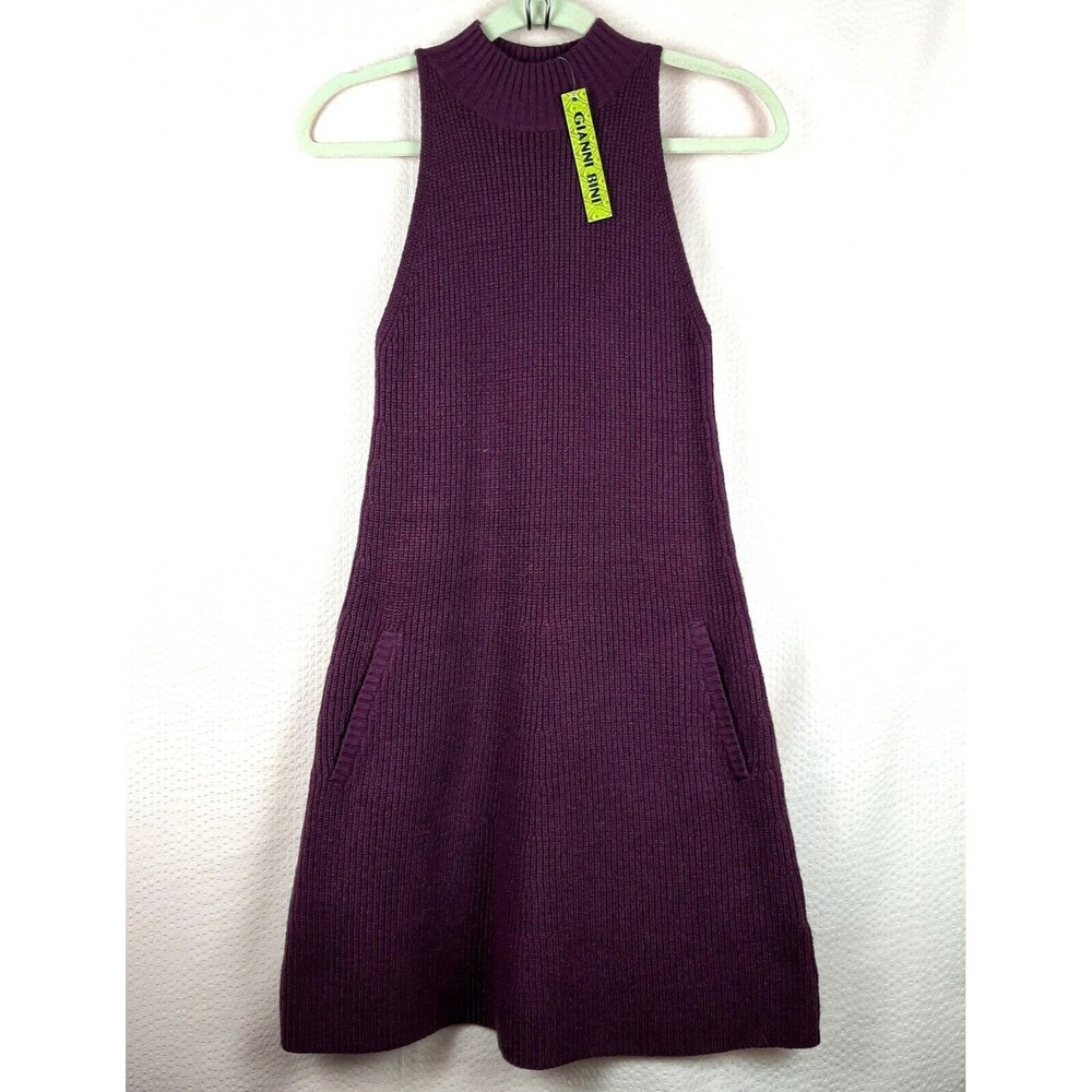 NEW Gianni Bini Sweater Dress Purple Marnie Dress with Pockets Casual Size S